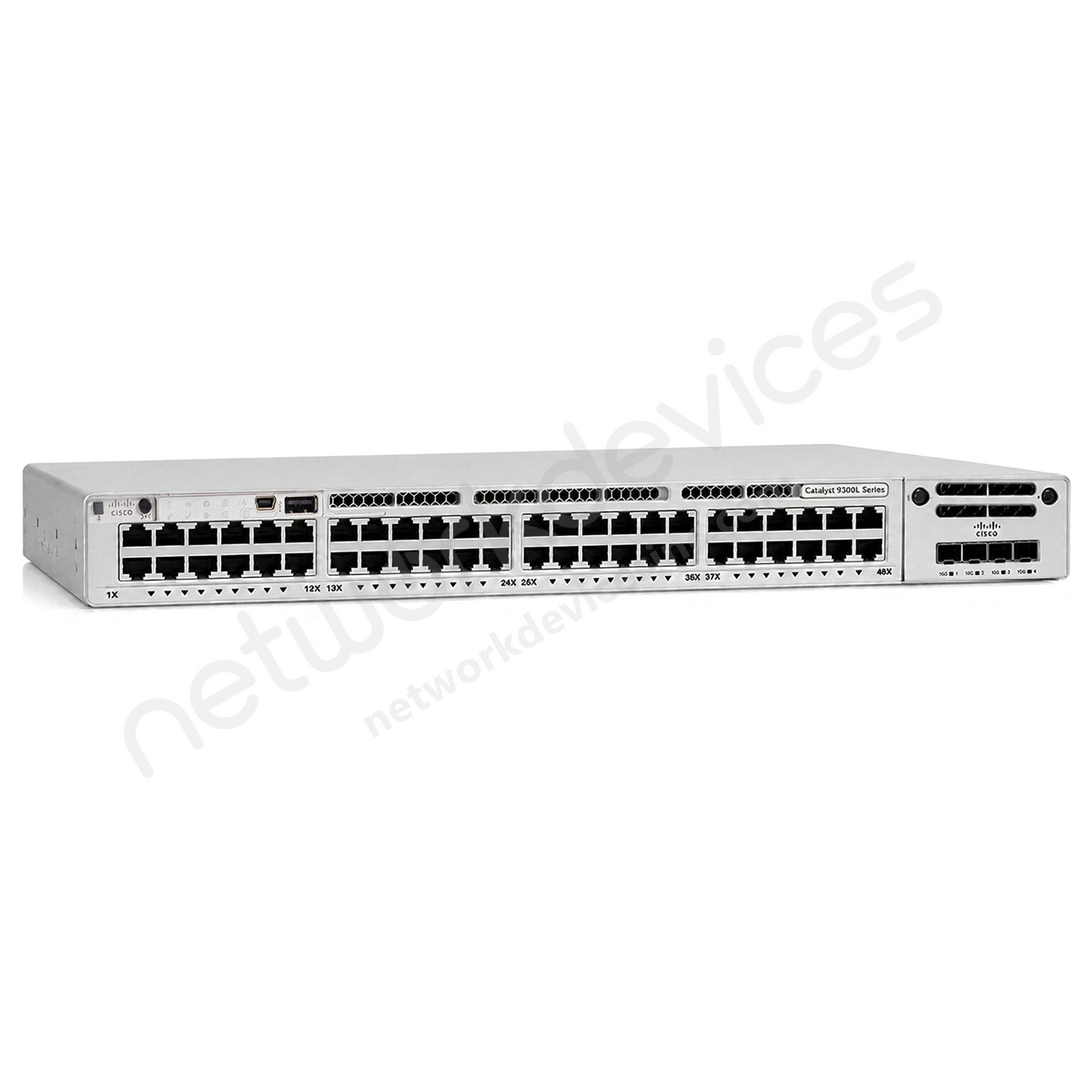 Cisco Catalyst 9300L C9300L-48P-4X 48-Port PoE+ Switch with 4x10G Uplinks - front view | Network Devices Inc.