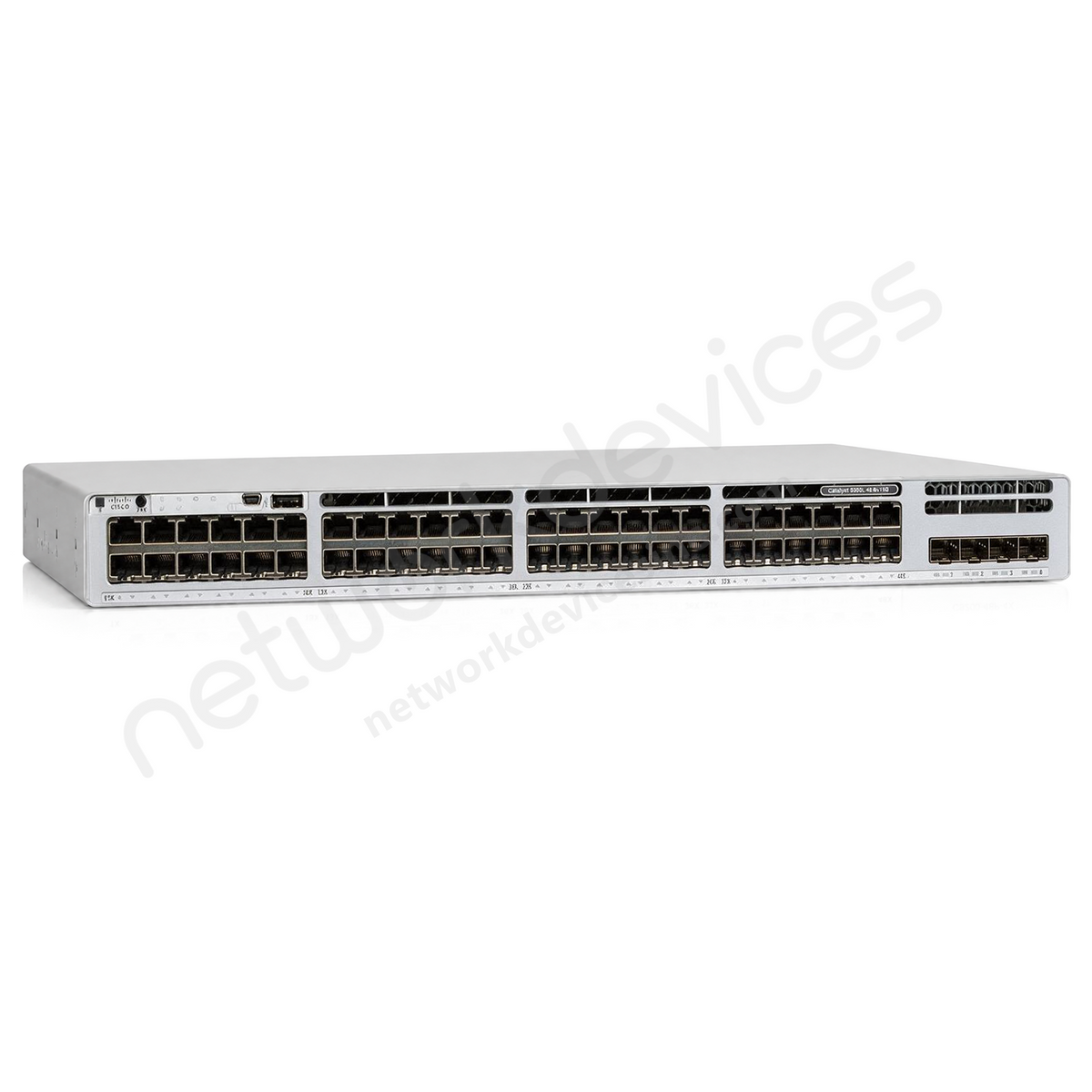 Cisco Catalyst 9300L C9300L-48PF-4X 48-Port Full PoE+ Switch with 4x10G Uplinks - front view | Network Devices Inc.