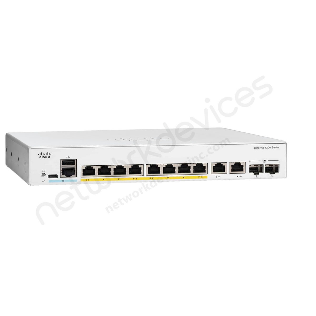 Cisco Catalyst 1200 C1200-8FP-2G 8-Port Full PoE+ Switch with 2x1G Combo Uplinks - front view | Network Devices Inc.