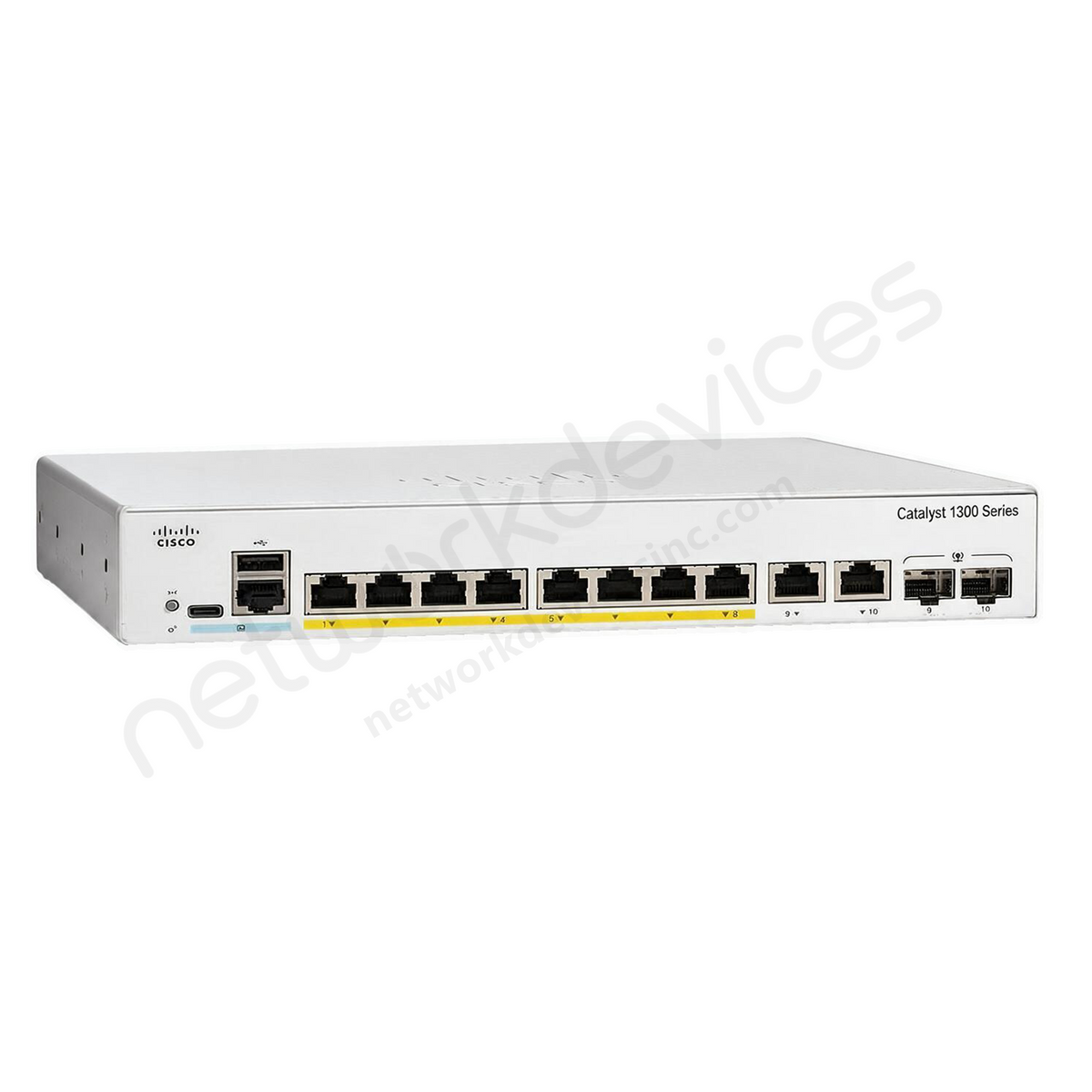 Cisco Catalyst 1300 C1300-8T-E-2G 8-Port Data-Only Switch with 2x1G Combo Uplinks - front view | Network Devices Inc.