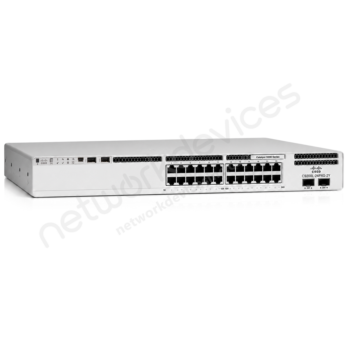 Cisco Catalyst C9200L-24PXG-2Y-A 24-Port mGig PoE+ Switch, 2x25G Uplinks, Network Advantage