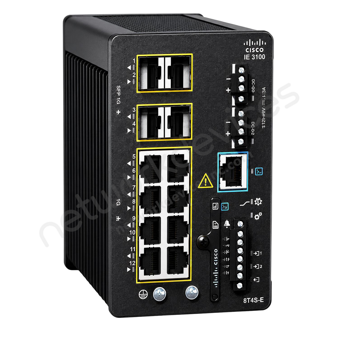 Cisco Catalyst IE3100 IE-3100-8T4S-E Rugged Industrial Switch, 8 x 1G copper, 4 x 1G SFP - front view | Network Devices Inc.