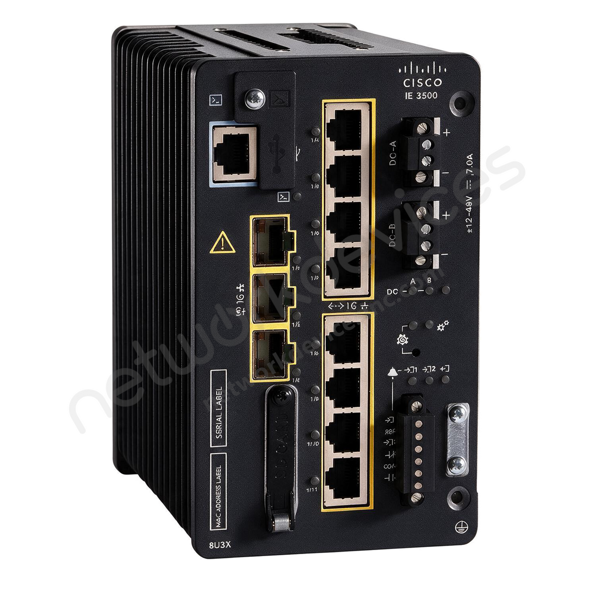 Cisco Catalyst IE3500 IE-3500-8U3X-A Rugged Industrial Switch, 8 x UPOE, 3 x 10G SFP+ - front view | Network Devices Inc.