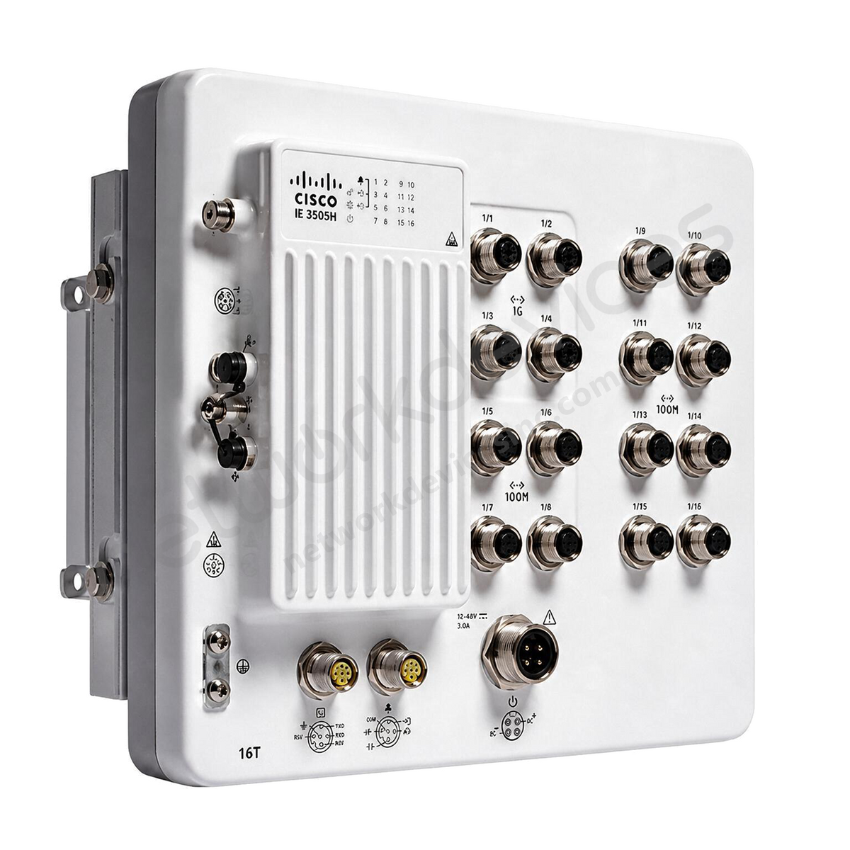 Cisco Catalyst IE3505H IE-3505H-16T-E Rugged Industrial Switch, 16 x 1G copper - front view | Network Devices Inc.