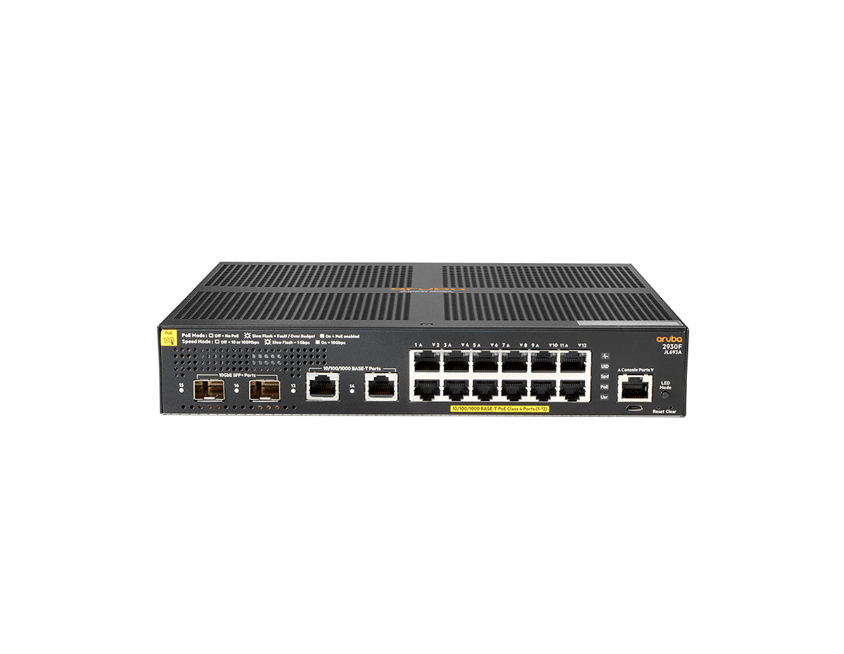 HPE Aruba Networking JL693A 2930F 12G PoE+ 2G/2SFP+ Switch