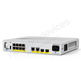 Cisco Catalyst C9200CX-8P-2X2G-A 8-Port PoE+ Compact Switch, Network Advantage — front panel and ports