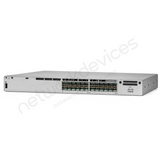 Cisco Catalyst 9300 C9300-24S 24-Port SFP Fiber Switch with Modular Uplink - angled front view | Network Devices Inc.