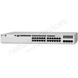 Cisco Catalyst 9300L C9300L-24P-4G 24-Port PoE+ Switch with 4x1G Uplinks - angled front view | Network Devices Inc.