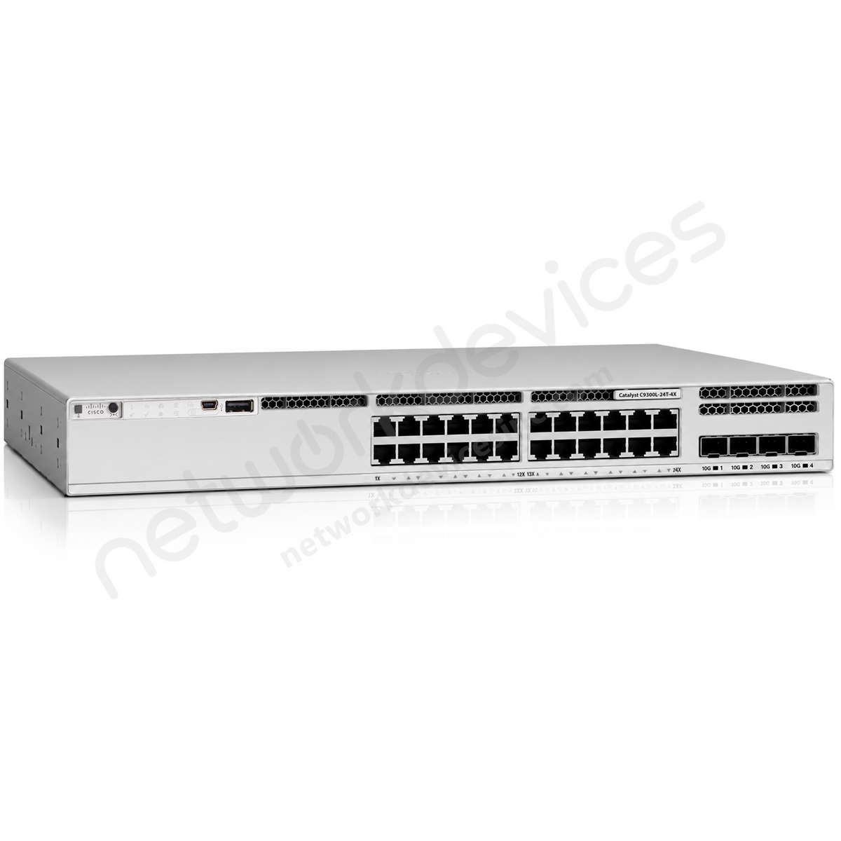 Cisco Catalyst 9300L C9300L-24T-4X 24-Port Data-Only Switch with 4x10G Uplinks - front view | Network Devices Inc.