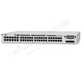 Cisco Catalyst 9300L C9300L-48P-4G 48-Port PoE+ Switch with 4x1G Uplinks - angled front view | Network Devices Inc.
