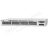 Cisco Catalyst 9300L C9300L-48P-4X 48-Port PoE+ Switch with 4x10G Uplinks - angled front view | Network Devices Inc.