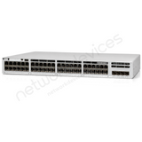 Cisco Catalyst 9300L C9300L-48PF-4X 48-Port Full PoE+ Switch with 4x10G Uplinks - angled front view | Network Devices Inc.