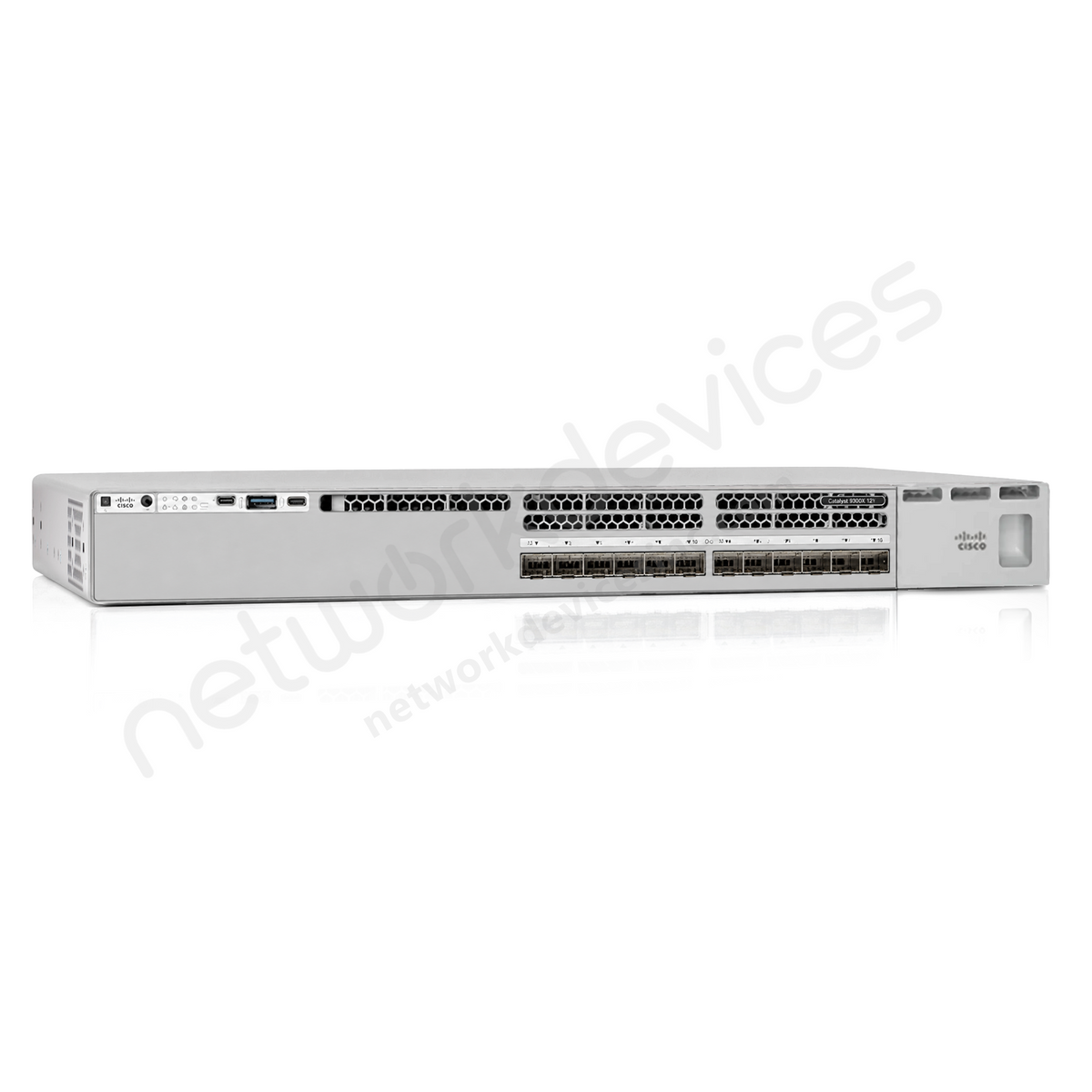 Cisco Catalyst 9300X C9300X-12Y 12-Port 25G SFP28 Switch with Modular Uplink - front view | Network Devices Inc.