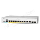Cisco Catalyst 1200 C1200-8FP-2G 8-Port Full PoE+ Switch with 2x1G Combo Uplinks - angled front view | Network Devices Inc.
