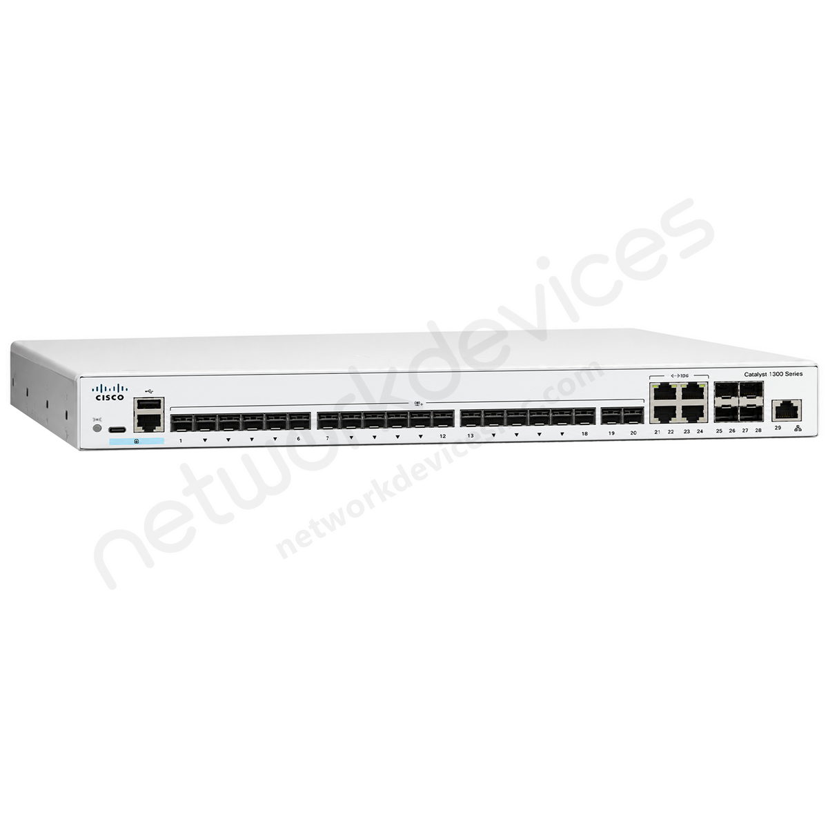 Cisco Catalyst 1300 C1300-24XS 24-Port 10G SFP+ Switch with 4x10G Combo Uplinks - front view | Network Devices Inc.