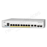 Cisco Catalyst 1300 C1300-8FP-2G 8-Port Full PoE+ Switch with 2x1G Combo Uplinks - angled front view | Network Devices Inc.