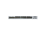 Front view of the Cisco C9300-48S-A switch, displaying its 48 1G SFP fiber ports and the empty modular uplink slot.