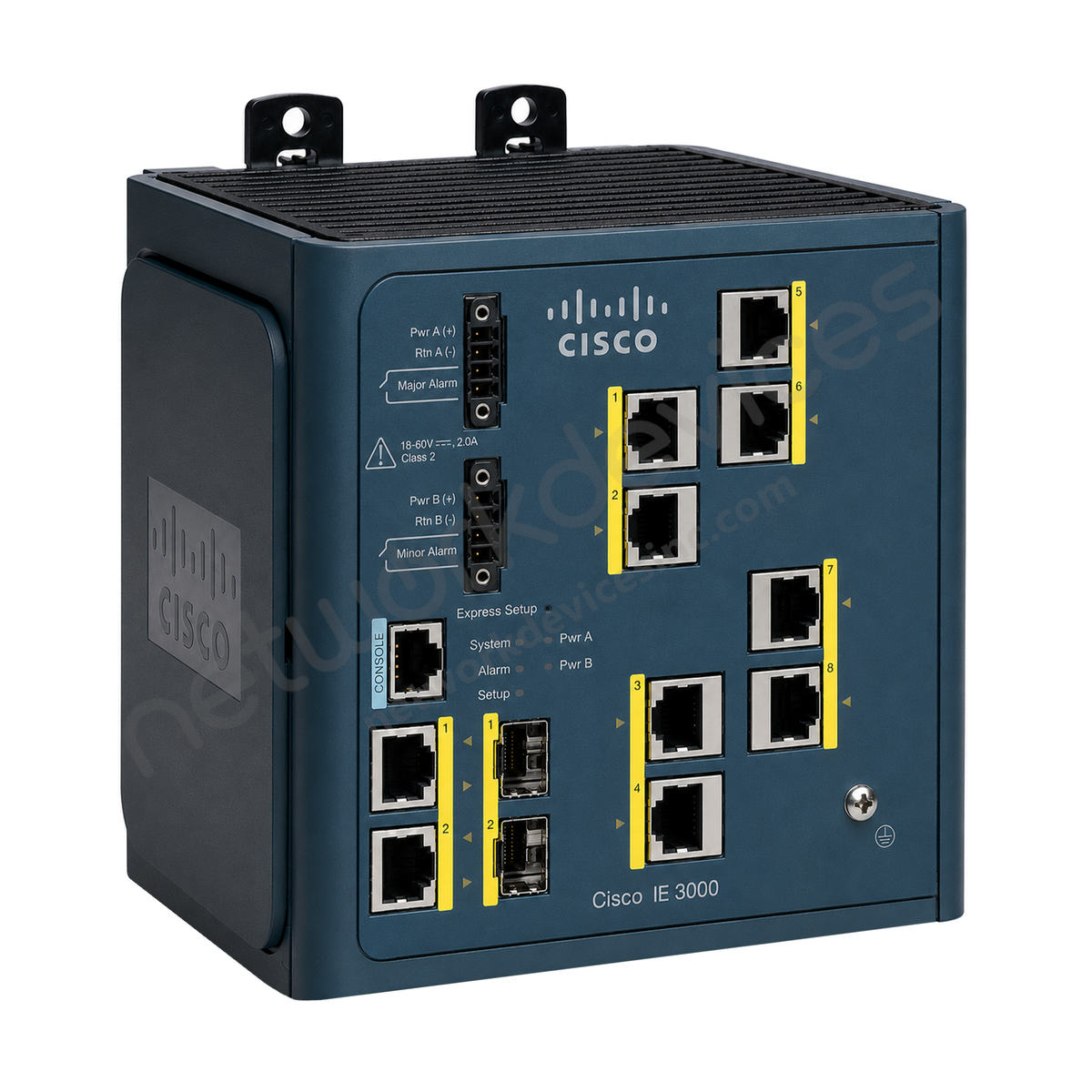 Cisco IE 3000 IE-3000-8TC-E Rugged Industrial Switch, 8 x 10/100 copper - front view | Network Devices Inc.
