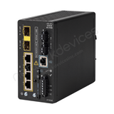 Cisco Catalyst IE3100 IE-3100-3P1U2S-E Rugged Industrial Switch, 3 x PoE+, 1 x UPOE, 2 x 1G SFP - angled front view | Network Devices Inc.