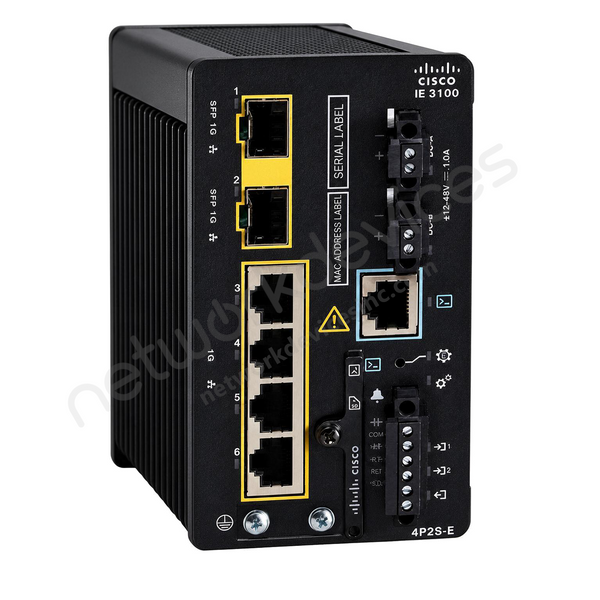 Cisco Catalyst IE-3100-4P2S-E 6-Port PoE+ Industrial DIN-Rail Switch with 2x 1G SFP Uplinks, Network Essentials