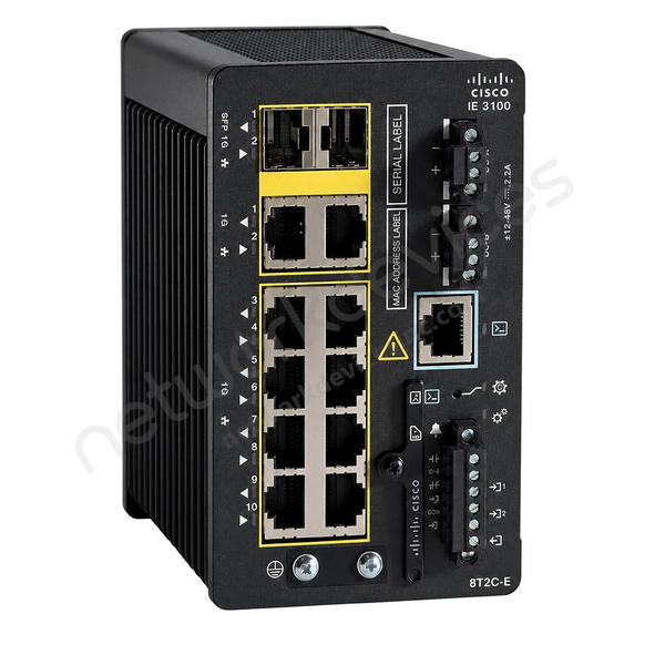 Cisco Catalyst IE-3100-8T2C-E 10-Port Data Industrial DIN-Rail Switch with 2x 1G Combo Uplinks, Network Essentials