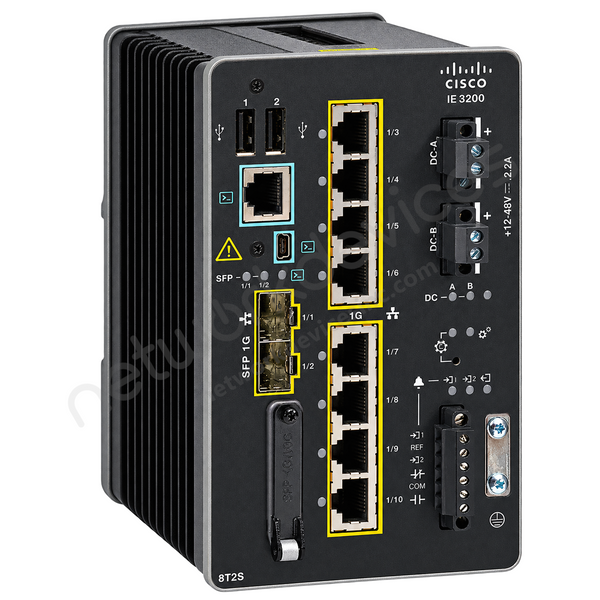 Cisco Catalyst IE-3200-8T2S-E 8-Port Data Industrial DIN-Rail Switch with 2x 1G SFP Uplinks, Network Essentials