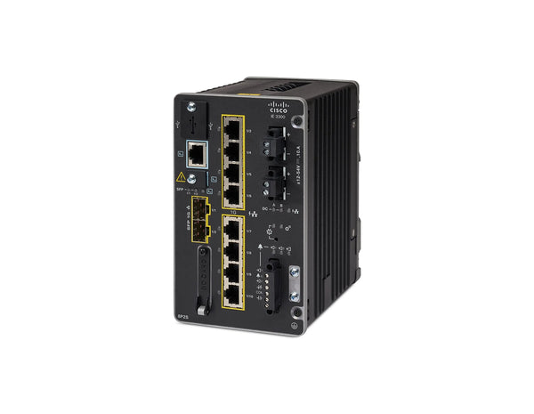 Cisco Catalyst IE-3300-8P2S-A 8-Port PoE+ Industrial DIN-Rail Switch with 2x 1G SFP Uplinks, Network Advantage