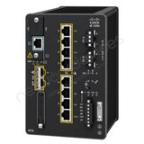 Cisco Catalyst IE3300 IE-3300-8P2S-A Rugged Industrial Switch, 8 x PoE+, 2 x 1G SFP - angled front view | Network Devices Inc.