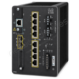 Cisco Catalyst IE3300 IE-3300-8T2S-E Rugged Industrial Switch, 8 x 1G copper, 2 x 1G SFP - angled front view | Network Devices Inc.