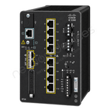 Cisco Catalyst IE3300 IE-3300-8T2X-A Rugged Industrial Switch, 8 x 1G copper, 2 x 10G SFP+ - angled front view | Network Devices Inc.