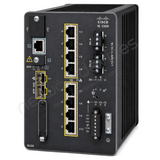 Cisco Catalyst IE3300 IE-3300-8U2X-E Rugged Industrial Switch, 8 x UPOE, 2 x 10G SFP+ - angled front view | Network Devices Inc.