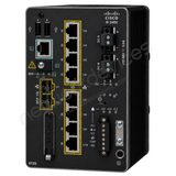 Cisco Catalyst IE3400 IE-3400-8T2S-E Rugged Industrial Switch, 8 x 1G copper, 2 x 1G SFP - angled front view | Network Devices Inc.