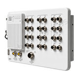 Cisco Catalyst IE3400H IE-3400H-24FT-E Rugged Industrial Switch, 24 x 100M copper - angled front view | Network Devices Inc.