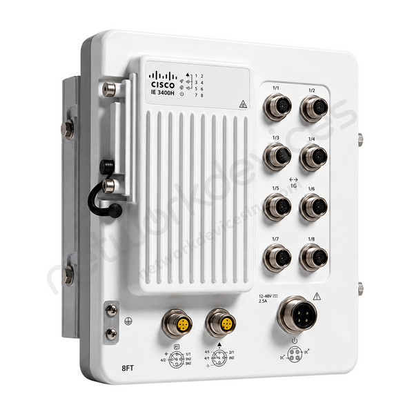 Cisco Catalyst IE-3400H-8FT-A 8-Port Fast Ethernet IP67 M12 Industrial Switch, Network Advantage