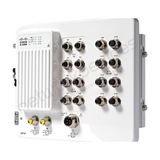 Cisco Catalyst IE3500H IE-3500H-12FT4T-E Rugged Industrial Switch, 12 x 100M copper, 4 x 1G copper - angled front view | Network Devices Inc.