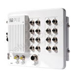 Cisco Catalyst IE3500H IE-3500H-14P2T-E Rugged Industrial Switch, 14 x PoE+, 2 x 1G copper - angled front view | Network Devices Inc.
