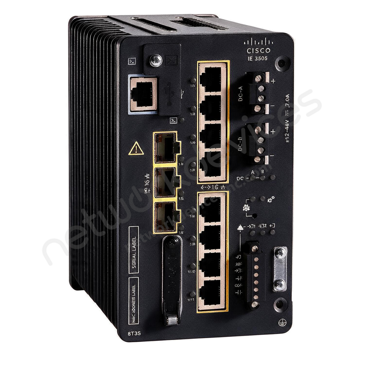 Cisco Catalyst IE3505 IE-3505-8T3S-E Rugged Industrial Switch, 8 x 1G copper, 3 x 1G SFP - front view | Network Devices Inc.